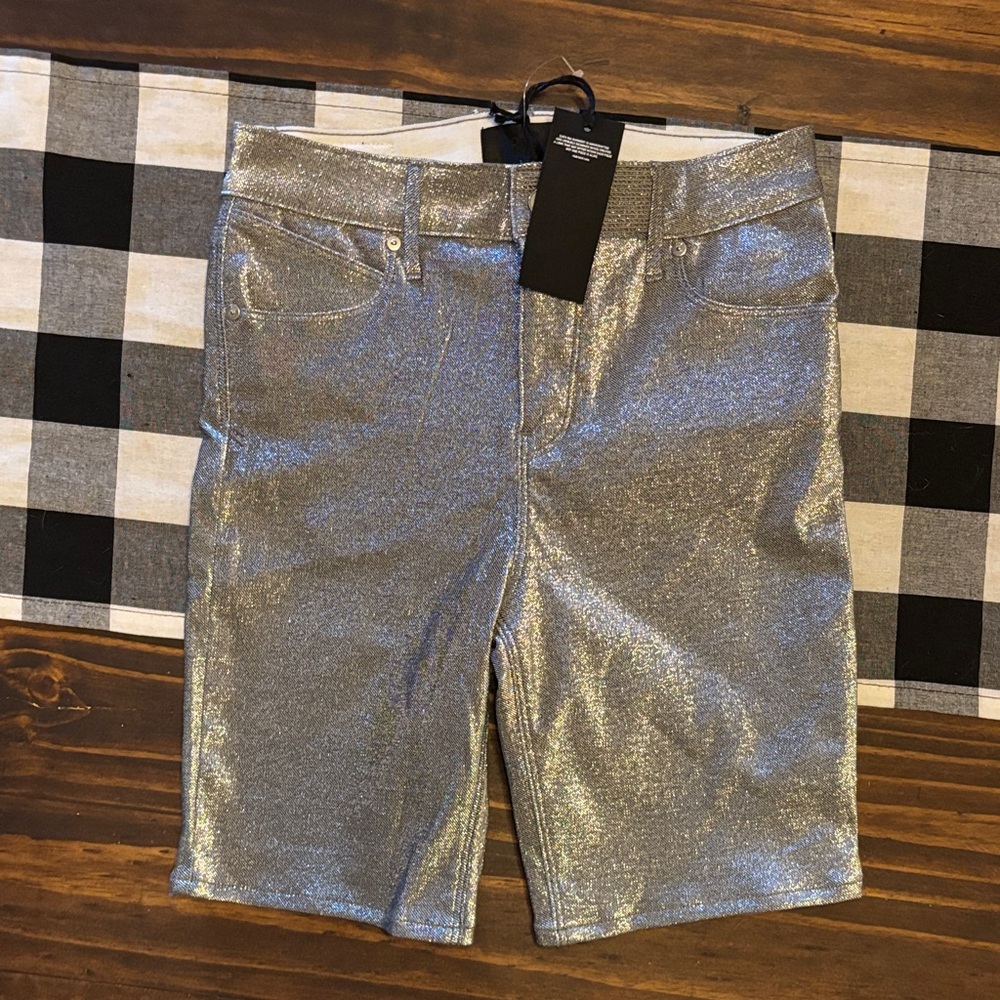 RtA metallic Silver Shimmer Bermuda Shorts 26 new